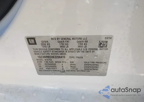 2014 Chevrolet Silverado 1500 1Lt из США, поврежденный, VIN 1GCVKREC8EZ298419